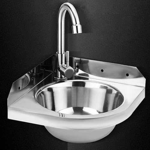 Edelstahlspüle, Eckspüle für Die Küche, Handwaschbecken für Wohnmobile, Spüle Mit Wasserhahn, Eckspüle für Wohnmobile, Barspüle, Badezimmerspüle (26 cm x 26 cm) von XUNFAKEJI