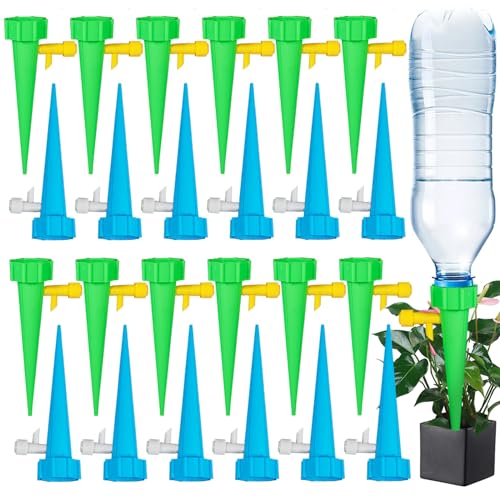 XUNIVERS 24 Stück Automatisch Bewässerung Set Pflanzen Bewässerungssystem mit Einstellbar mit Langsam Entriegelbarem Steuerventil,Gartenpflanzen Blumen Outdoor Zimmerpflanzen von XUNIVERS