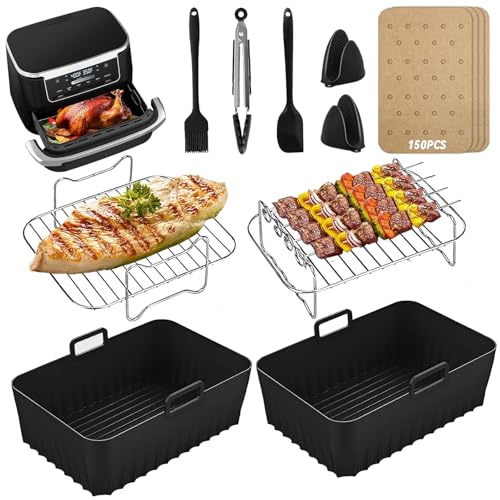 XUNIVERS Heißluftfritteuse Zubehör,Airfryer Zubehör für AF300EU AF400EU 7.6L-9.5L Und anderen Dual Zone Air Fryer,Airfryer Zubehör, Air Fryer Accessories,Heißluftfritteuse Grillrost,Backpapier etc von XUNIVERS