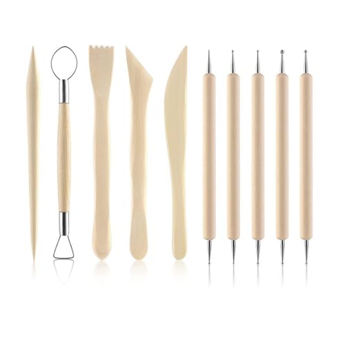 Modellierwerkzeuge aus Holz, Modellierwerkzeug, Modellierwerkzeug, für Bastelarbeiten, 10 Stück Modellierwerkzeuge aus Holz, Modellierwerkzeug, Modellierwerkzeug, für Bastelarbeiten, 10 Stück von XUNKUAENXUAN