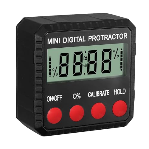 XUNTOP Digitaler LCD Winkelmesser Digital Level Box Inklinometer aus Zinklegierungsschale mit Magnetfuß 2 Messmodi Neigungsmesser für Holzbearbeitung (ohne Hintergrundbeleuchtung) von XUNTOP