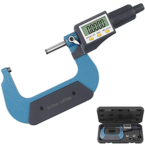 XUNTOP Mikrometer Digital 50-75mm Elektronische Mikrometer Hohe Präzision Bügelmessschraube mit LCD-Display Länge Messwerkzeug Mikromessschieber 0,001 mm/0,00005 '' von XUNTOP