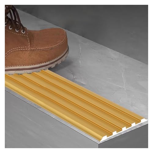1 Stück Treppenkantenschutz aus Aluminiumlegierung mit hoher Traktion – Rutschfester Sicherheitsstreifen for Stufen und Rampen(Gold C,L 100cm/1m/3.3 ft) von XUPBEHJO