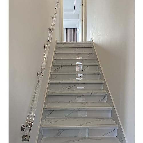 Anpassbarer Treppenhandlauf aus klarem Acryl – 48 cm bis 6 m, stabiles Sicherheitsgeländer for den Innen- und Außenbereich(Silver Bracket,3 Feet) von XUPBEHJO