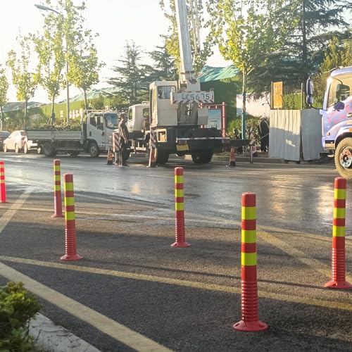 Flexible TPU Safety Bollards with Reflective Tape - Removable Driveway Barrier Posts for Enhanced Visibility and Protection(Red White,4pcs) von XUPBEHJO