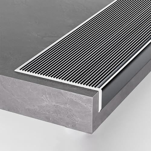 Rutschfeste Treppenkantenleiste aus Aluminium – Robuster Kantenschutz for Treppen aus Holz, Vinyl und Keramik – 90 cm, L-förmig(Grey) von XUPBEHJO