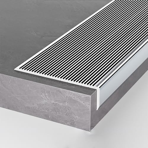 Rutschfeste Treppenkantenleiste aus Aluminium – Robuster Kantenschutz for Treppen aus Holz, Vinyl und Keramik – 90 cm, L-förmig(Silver) von XUPBEHJO