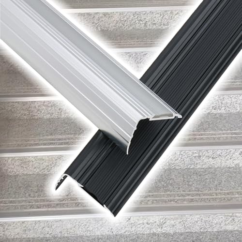 Rutschfester Treppenkantenschutz aus Aluminiumlegierung – langlebige Treppenkantenleiste for den Innen- und Außenbereich mit Schraubensätzen(Black 1 pc,130cm/51.2in) von XUPBEHJO
