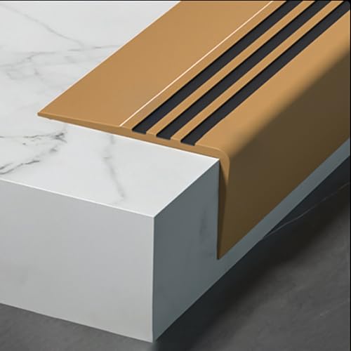Selbstklebender Treppenkantenschutz aus Gummi – rutschfeste Sicherheitsleiste for Treppen, Rampen und Leitern – 1 Stück(Brown,L 19m) von XUPBEHJO