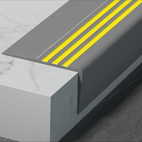 Selbstklebender Treppenkantenschutz aus Gummi – rutschfeste Sicherheitsleiste for Treppen, Rampen und Leitern – 1 Stück(Gray A,L 1m) von XUPBEHJO