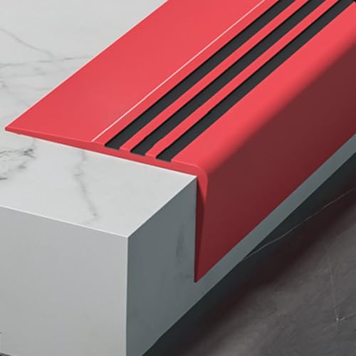 Selbstklebender Treppenkantenschutz aus Gummi – rutschfeste Sicherheitsleiste for Treppen, Rampen und Leitern – 1 Stück(Red,L 6m) von XUPBEHJO