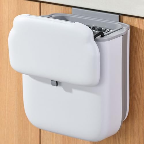 XUQEAYWD 10L Mülleimer Hängend Für Küche Mit Deckel, Komposteimer, 28X16.5X29.5CM Hängender Klein Faltbare Mülleimer, Wandmontage Abfalleimer, Für Badezimmer Küche von XUQEAYWD