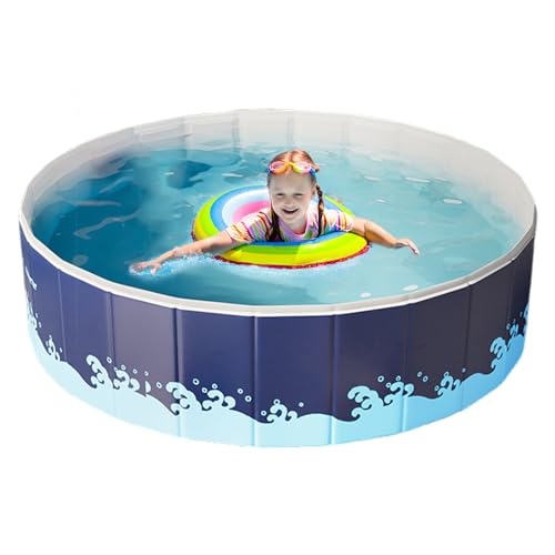 XUQEAYWD Faltbarer Nicht Aufblasbarer Swimmingpool, Aufstellpool, Faltbarer Hundepool, Faltbarer Schwimmbad Für Erwachsene, Übergröße Familienpool Für Gartenparty Kinder Outdoor Wasserspaß von XUQEAYWD
