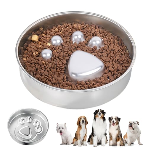 XUQEAYWD Hund Slow Feeder | Hundenapf Für Langsames Fressen Mit Rutschfester Edelstahlschale,Interaktiver Futterspender Für Große & Kleine Hunde Zur Blähungsvorbeugung Mit Labyrinth-Design von XUQEAYWD