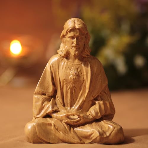 XUQEAYWD Jesus Christus Statue, Meditation Jesus Heilige Statuen, 15cm Katholisches Jesusstatue, Kunsthandwerk Aus Kunstharz Für Heimdekoration, Religiöse Kirchendekoration, Geschenke von XUQEAYWD