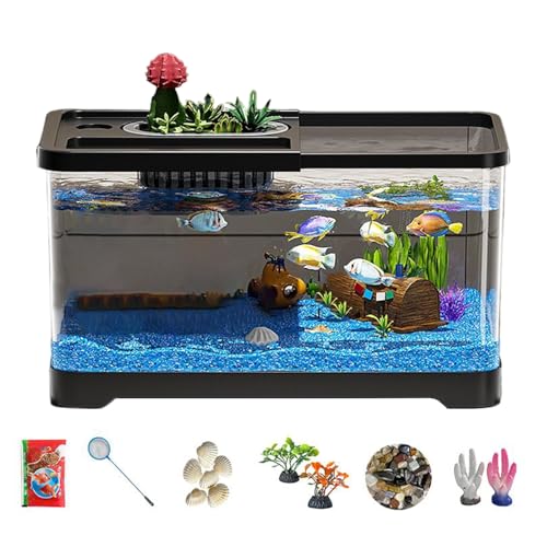 XUQEAYWD Kleines Aquarium Starter-Set, Aquarium Starter Set Mit Filter Und Beleuchtung, Hochtransparentes Deko Set Für Schreibtisch Wohnzimmer Studentenzimmer XUQEAYWD Kleines Aquarium Starter-Set, Aquarium Starter Set Mit Filter Und Beleuchtung, Hochtransparentes Deko Set Für Schreibtisch Wohnzimmer Studentenzimmer von XUQEAYWD