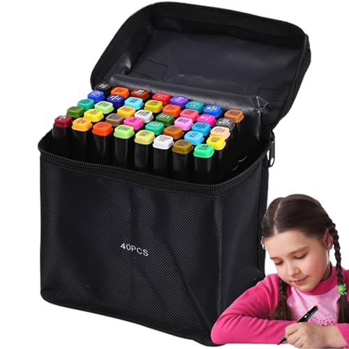 XUQEAYWD Marker Sets Für Erwachsene | 40 Farben Ausmal-Marker Set Für Erwachsene Mit Schnelltrocknender Tinte,Schnelltrocknende Doppelspitze Für Scrapbooking Journaling Schule Zuhause Kunstunterricht von XUQEAYWD