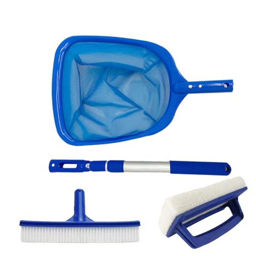 XUQEAYWD Pool Reinigungsset, 4 Stück Pool-Reinigung, Schwimmbecken Skimmernetz, Schrubberbürste, Verstellbarer Teleskopstange, Schwammbürste, Schwimmbad-Reinigungsset, Pool Zubehör XUQEAYWD Pool Reinigungsset, 4 Stück Pool-Reinigung, Schwimmbecken Skimmernetz, Schrubberbürste, Verstellbarer Teleskopstange, Schwammbürste, Schwimmbad-Reinigungsset, Pool Zubehör von XUQEAYWD