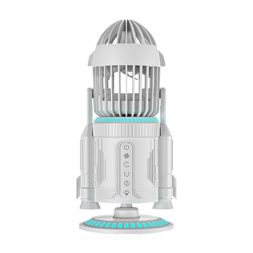 XUQEAYWD Tischventilator - Persönlicher Ventilator Mit Starker Brise - Leiser Luftzirkulator Mit 360° Rotation Und Raketenform Für Wohnzimmer Schule Büro Zuhause von XUQEAYWD