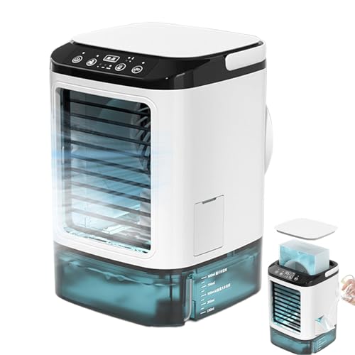 XUQEAYWD Tragbarer Klimaanlagen-ventilator, 24x16.5x16.5cm Klimaanlagen Tischventilator Leise, Mobile Klimageräte Luftkühler Mit 3 Windgeschwindigkeiten, Mit 7 Farben Nachtlicht Und Wassertank von XUQEAYWD