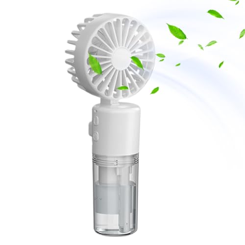 XUQEAYWD Tragbarer Ventilator Wassernebel Hand, Handventilator Mit Wassernebel, Mini Handheld Nebelventilator, USB Wiederaufladbar, Faltbarer Handventilator Mit Schlüsselband, 15.7x6.8cm von XUQEAYWD