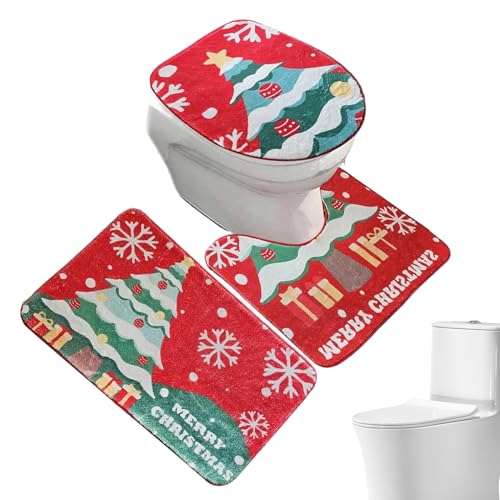 XUQEAYWD Weihnachts Badezimmer Teppiche - Weihnachts Badezimmer Deko Toilettendeckel Abdeckung - Saugfähige rutschfeste Matte für Festliche Wohnung Camping XUQEAYWD Weihnachts Badezimmer Teppiche - Weihnachts Badezimmer Deko Toilettendeckel Abdeckung - Saugfähige rutschfeste Matte für Festliche Wohnung Camping von XUQEAYWD