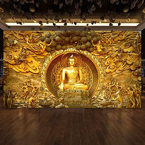 Moderne Fototapete Bacaz 3D Panel Glooden Buddha 3D Wallpaper Für Hintergrund Religion 3D Wallpaper Wandgemälde Gro 3d Tapete Wanddekoration fototapete wandbild Schlafzimmer Wohnzimmer-200cm×140cm von XURAN
