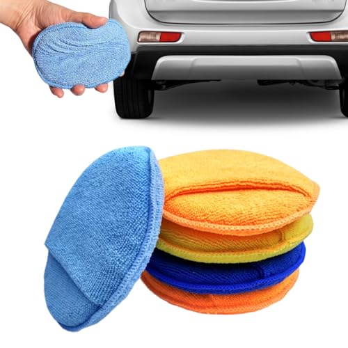Mikrofaser Auto Handpolierschwamm 4er Set, 160x25 mm, Wax Applikator Pad für Wachse, Polituren, Lackreiniger, Autopolitur, Lackversiegelung, statt Poliermaschine mit Polierschwamm von XURJUMI