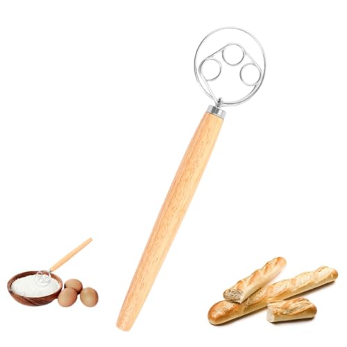 XURJUMI Dänischer Teigbesen, Dänische Teig Schneebesen 13-Zoll-Holländischer Schneebesen Eierschläger Dänische Teig Schneebesen Mit Holzgriff Mixer 304 Edelstahldraht Für Brotkuchenherstellung von XURJUMI
