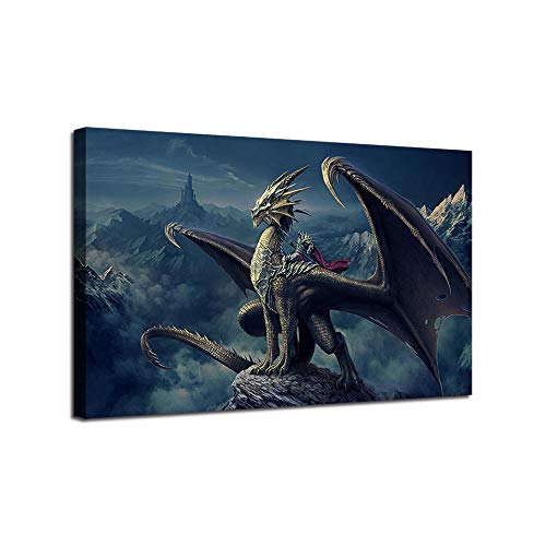 XUSANSHI Wandbilder Wohnzimmer Tierischer Drache Leinwände Print Wandkunst für Zuhause Büro Weihnachten Geburtstag Geschenk No Frame 50x90cm von XUSANSHI