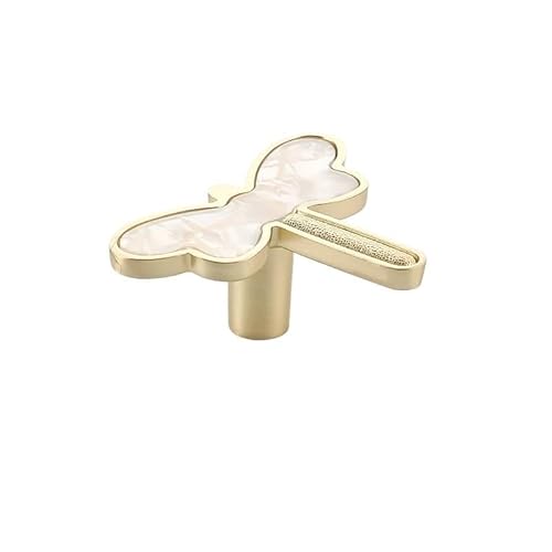 XUTCEKOUYR Dekorative Libellen-Küchenschrankknöpfe, kreative Kommodenschubladengriffe, Möbelschranktürgriffe, Einloch-Zinklegierungsknauf(Beige,6Pack) von XUTCEKOUYR