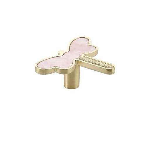 XUTCEKOUYR Dekorative Libellen-Küchenschrankknöpfe, kreative Kommodenschubladengriffe, Möbelschranktürgriffe, Einloch-Zinklegierungsknauf(Pink,6Pack) von XUTCEKOUYR