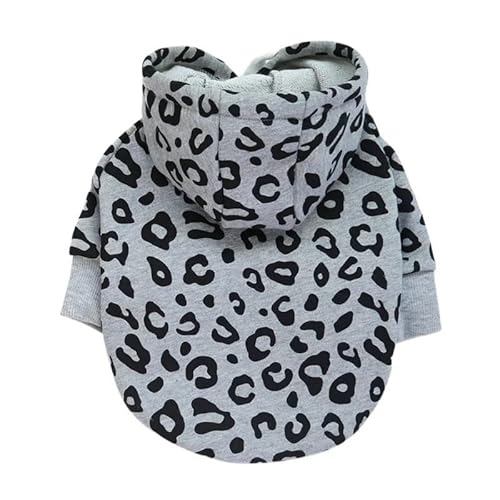 XUTCEKOUYR Hunde-Kapuzenpullover mit Leopardenmuster, warme Winterkleidung for Haustiere, Hundemantel mit Leopardenmuster, Wintermantel for Haustiere und leichte Haustierkleidung(Black,S) von XUTCEKOUYR
