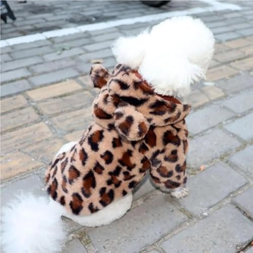 XUTCEKOUYR Hunde-Kapuzenpullover mit Leopardenmuster, warme Winterkleidung for Haustiere, Hundemantel mit Leopardenmuster, Wintermantel for Haustiere und leichte Haustierkleidung(Coffee,XL) von XUTCEKOUYR