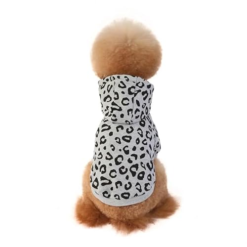 XUTCEKOUYR Hunde-Kapuzenpullover mit Leopardenmuster, warme Winterkleidung for Haustiere, Hundemantel mit Leopardenmuster, Wintermantel for Haustiere und leichte Haustierkleidung(Gray,XXL) von XUTCEKOUYR