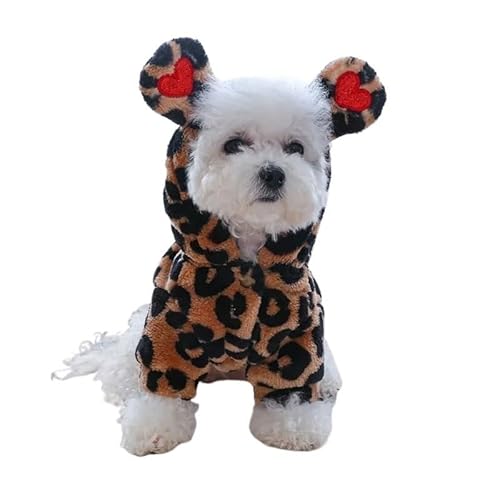 XUTCEKOUYR Hunde-Kapuzenpullover mit Leopardenmuster, warme Winterkleidung for Haustiere, Hundemantel mit Leopardenmuster, Wintermantel for Haustiere und leichte Haustierkleidung(M) von XUTCEKOUYR