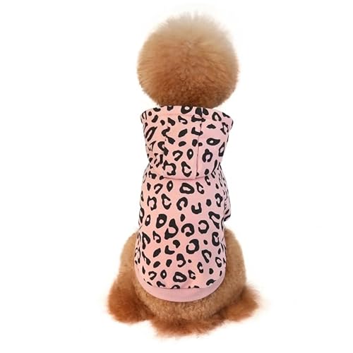 XUTCEKOUYR Hunde-Kapuzenpullover mit Leopardenmuster, warme Winterkleidung for Haustiere, Hundemantel mit Leopardenmuster, Wintermantel for Haustiere und leichte Haustierkleidung(Pink,L) von XUTCEKOUYR