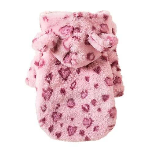 XUTCEKOUYR Hunde-Kapuzenpullover mit Leopardenmuster, warme Winterkleidung for Haustiere, Hundemantel mit Leopardenmuster, Wintermantel for Haustiere und leichte Haustierkleidung(Pink,L) von XUTCEKOUYR
