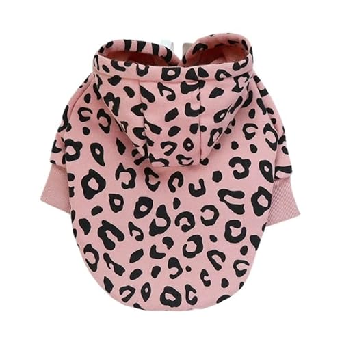 XUTCEKOUYR Hunde-Kapuzenpullover mit Leopardenmuster, warme Winterkleidung for Haustiere, Hundemantel mit Leopardenmuster, Wintermantel for Haustiere und leichte Haustierkleidung(Pink,L) von XUTCEKOUYR