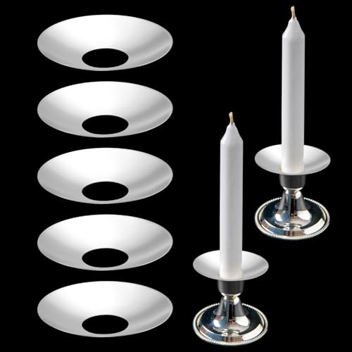 12 Stück Metall Silber Kerze Bobeches Runde Kerze Tropfschutz Kegelkerze Wachs Tropffänger Wiederverwendbar Tropfschutz Kerzenständer Ringhalter für Hochzeit Urlaub Party Kirche Zuhause von XUWAIDSGN