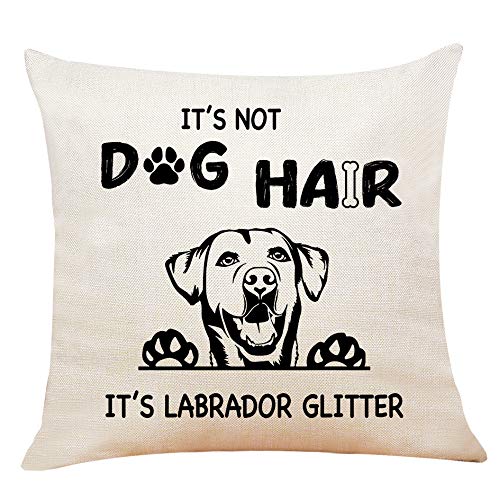 XUWELL Lustiges Zitat It's Not Dog Hair Labrador Glitter Panting Baumwolle Leinen Wurfkissenbezug Retriever Geschenke für Hundeliebhaber Kissenbezug Sofa Bett Home Decor 45,7 x cm von XUWELL