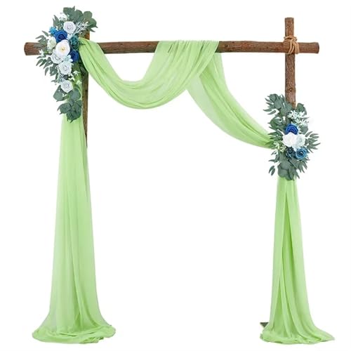 Hochzeit Bogen Drapierung Stoff 1 Stück 75 x 600 cm Hochzeitsbogen Drapierstoff Chiffon Stoff Drapierung Gardinen Sheer Hintergrund Empfang Swag Hochzeitszeremonie Dekor(GREEN) von XUWEWI