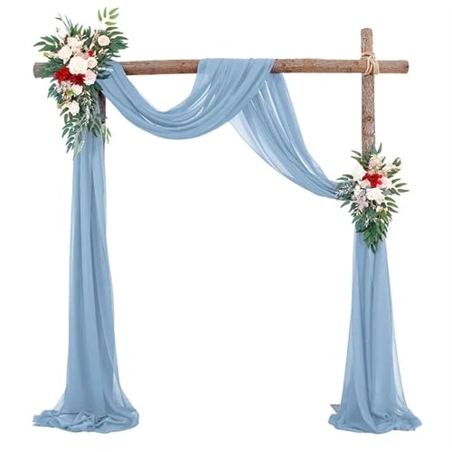 Hochzeit Bogen Drapierung Stoff 1 Stück 75 x 600 cm Hochzeitsbogen Drapierstoff Chiffon Stoff Drapierung Gardinen Sheer Hintergrund Empfang Swag Hochzeitszeremonie Dekor(Light blue) von XUWEWI