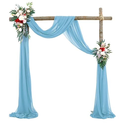 Hochzeit Bogen Drapierung Stoff 1 Stück 75 x 600 cm Hochzeitsbogen Drapierstoff Chiffon Stoff Drapierung Gardinen Sheer Hintergrund Empfang Swag Hochzeitszeremonie Dekor(Thousand Grass Blue) von XUWEWI