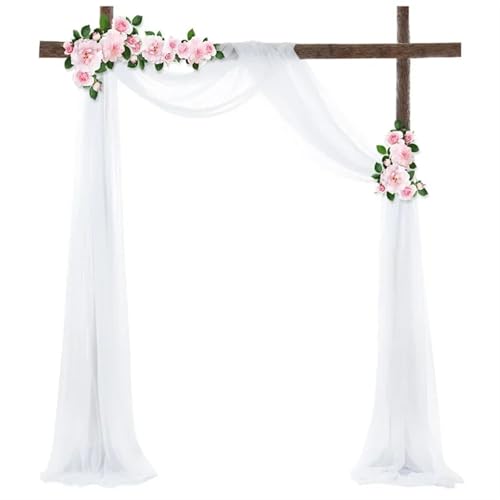 Hochzeit Bogen Drapierung Stoff 1 Stück 75 x 600 cm Hochzeitsbogen Drapierstoff Chiffon Stoff Drapierung Gardinen Sheer Hintergrund Empfang Swag Hochzeitszeremonie Dekor(White) von XUWEWI