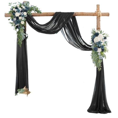 Hochzeit Bogen Drapierung Stoff 1PCS Hochzeit Bogen Drapieren Chiffon Stoff Vorhang Drapierung Bühne Hintergrund Zeremonie Empfang Dekoration(Black) von XUWEWI
