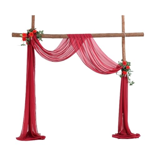 Hochzeit Bogen Drapierung Stoff 1PCS Hochzeit Tüll Chiffon DIY Bogen Drapieren Sheer Vorhang for Party Hintergrund Dekor(Red) von XUWEWI