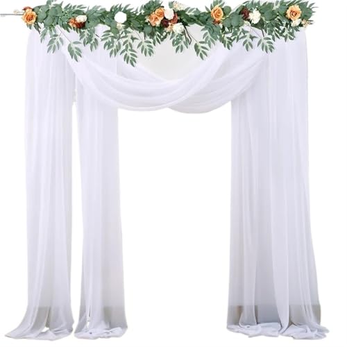 Hochzeit Bogen Drapierung Stoff 2 Stück weiße Hochzeits-Bogen-Drape, Chiffon-Stoff, Drapierungsvorhang, Drapierung, Hochzeit, Chiffon-Drapierung, Zeremonie, Empfang, Hängedekoration(75x300cm) von XUWEWI