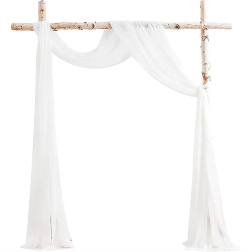 Hochzeit Bogen Drapierung Stoff 6–10 Meter Hochzeits-Bogen-Drapierstoff, Chiffon-Stoff, Hintergrund, Vorhang, Drapierung, Zeremonie, Empfang, Swag(White,75x1000cm) von XUWEWI