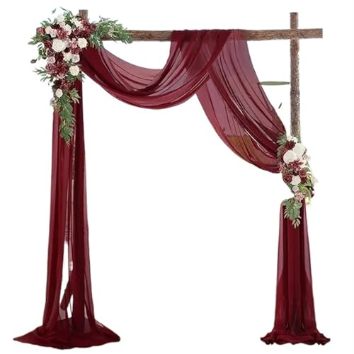 Hochzeit Bogen Drapierung Stoff 6–10 Meter Hochzeits-Bogen-Drapierstoff, Chiffon-Stoff, Hintergrund, Vorhang, Drapierung, Zeremonie, Empfang, Swag(Wine,75x800cm) von XUWEWI